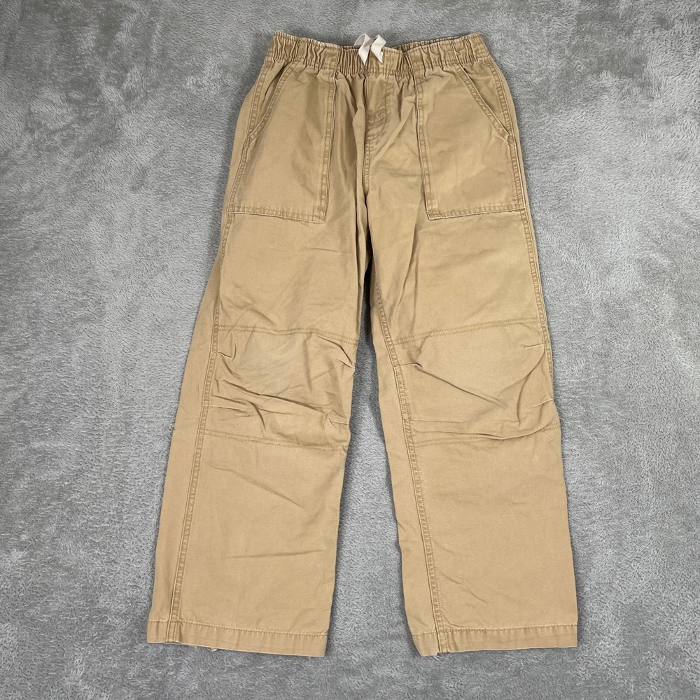 OshKosh Carpenter Pants‎ Kids Size 12 Tan Canvas Elastic Waist Utility Workwear
